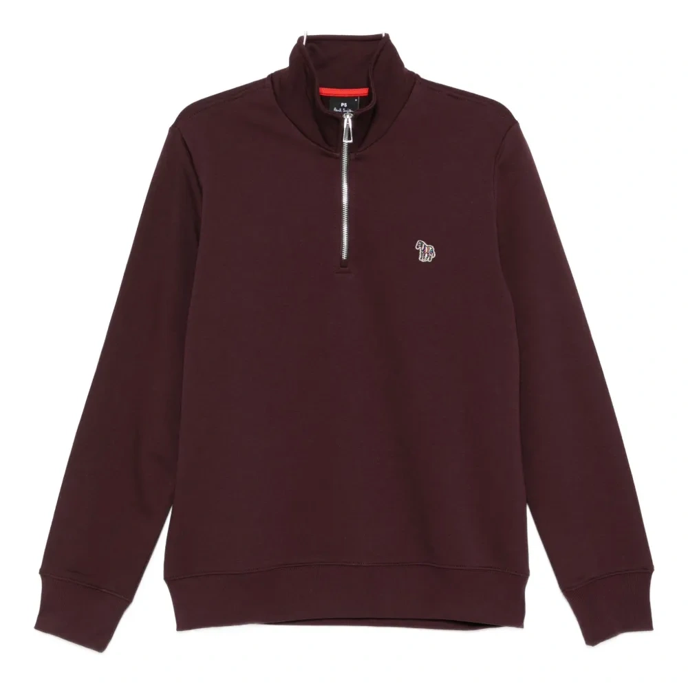 Свитер с молнией у ворота и логотипом в виде зебры