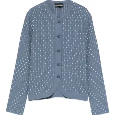 Кардиган в рубчик с точечным узором