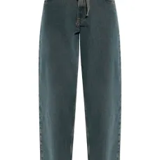 Джинсы из денима с поясом на талии и нашивкой с логотипом