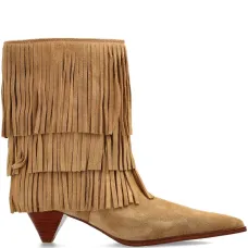 Сапоги из замши с бахромой и каблуком 50 мм