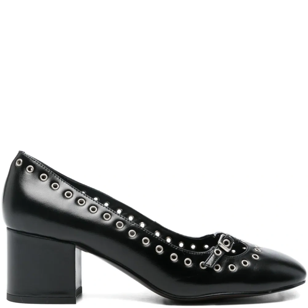 Туфли на блочном каблуке с люверсами