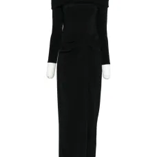 Платье с открытыми плечами и драпировкой