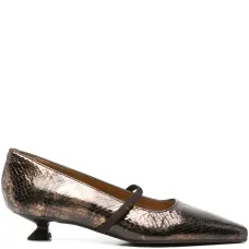 Туфли-лодочки из металлизированной кожи на каблуке 30 мм