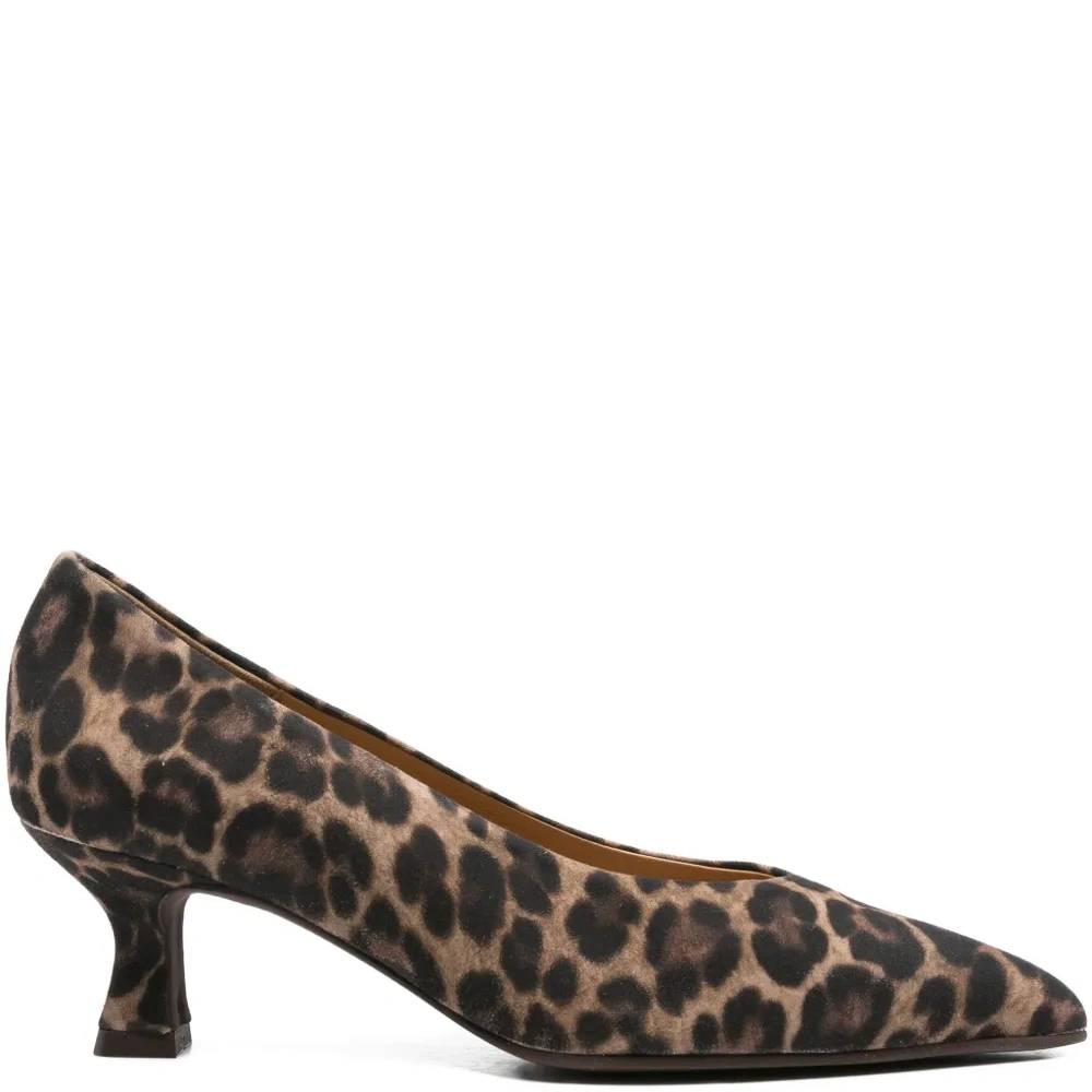 Туфли-лодочки с леопардовым принтом и острым носком, каблук 60 мм