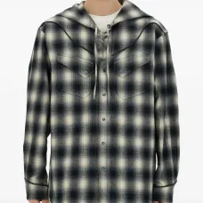 Клетчатая рубашка с капюшоном