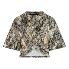 Топ с узлом и принтом под змеиную кожу Топ с узлом и принтом под змеиную кожу