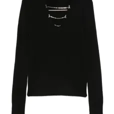 Джемпер с V-образным вырезом и цепочным декором