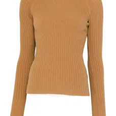 Облегающий вязаный свитер в рубчик