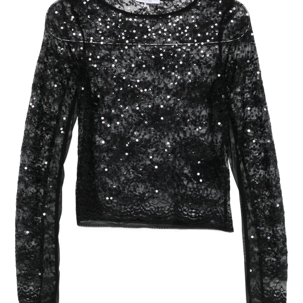 Топ с длинными рукавами, украшенный пайетками