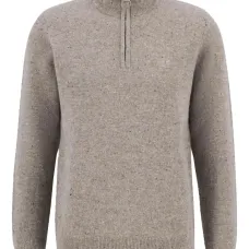 Меланжевый свитер на молнии до половины