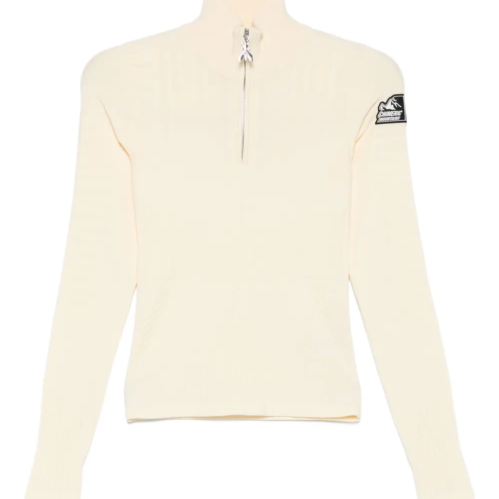 Свитер с воротником-стойкой на половинной молнии