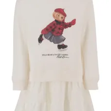 Платье с принтом в виде медведя и отделкой из тюля Платье с принтом в виде медведя и отделкой из тюля