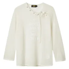 Джемпер с асимметричным вырезом и длинными рукавами