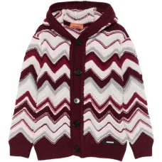 Кардиган с капюшоном и узором зигзаг