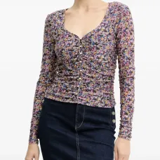 Блузка с цветочным принтом на пуговицах Блузка с цветочным принтом на пуговицах