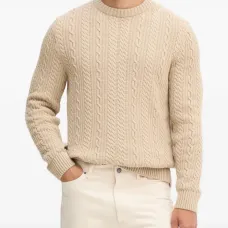 Свитер фактурной вязки с круглым вырезом