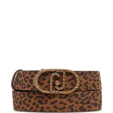 Ремень с леопардовым узором и логотипом