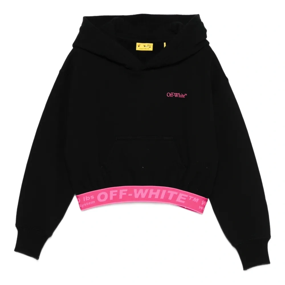 Укороченное худи с вышитым логотипом