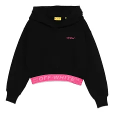 Укороченное худи с вышитым логотипом