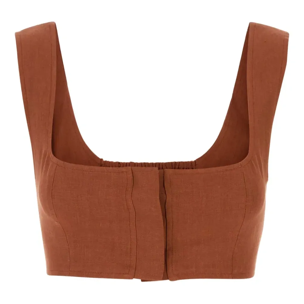 Льняной топ с квадратным вырезом Льняной топ с квадратным вырезом