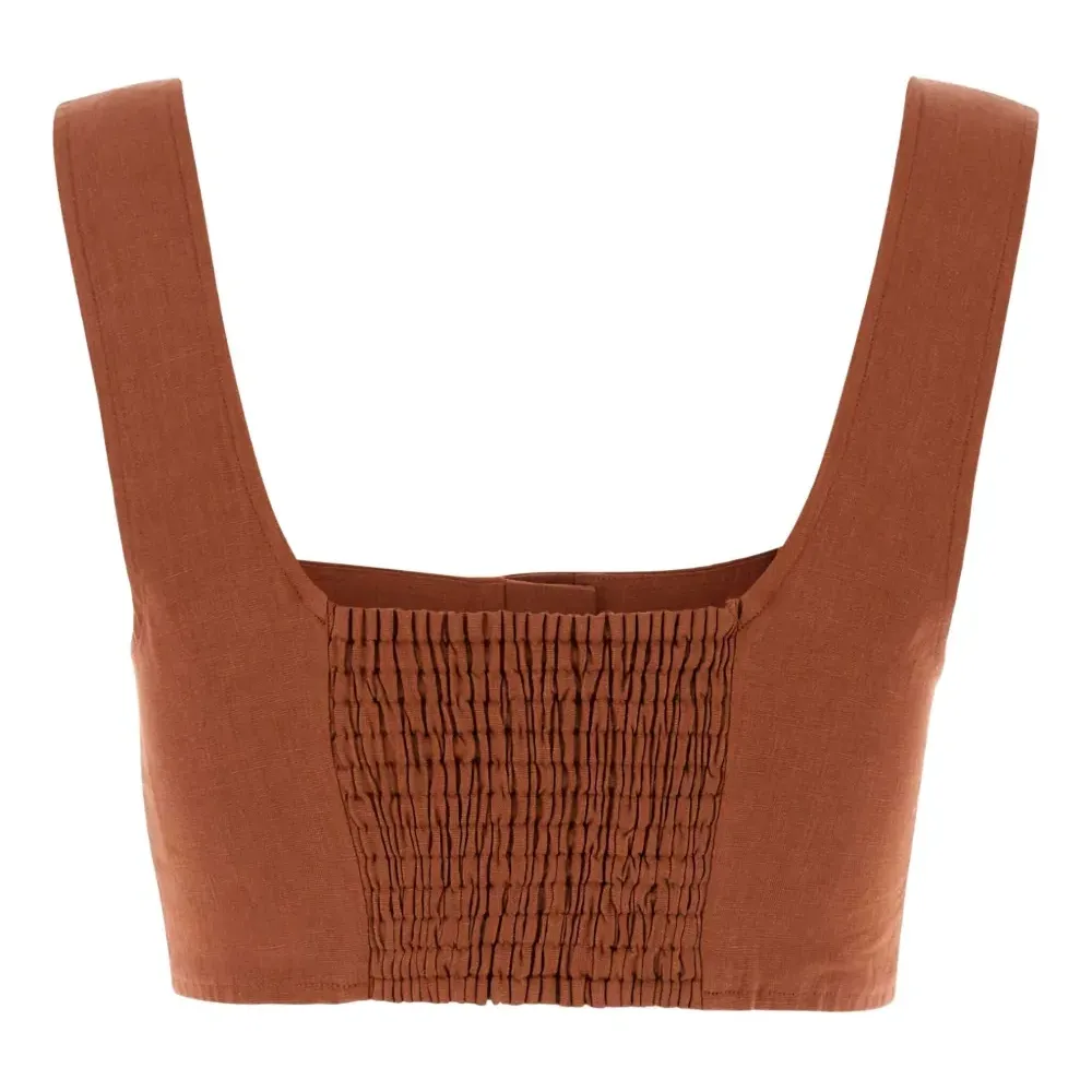 Льняной топ с квадратным вырезом Льняной топ с квадратным вырезом