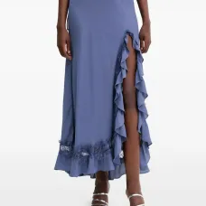 Миди-юбка с оборками и разрезом Миди-юбка с оборками и разрезом