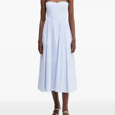 Платье миди в полоску без бретелек