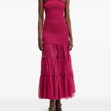 Платье миди с оборками и жаткой