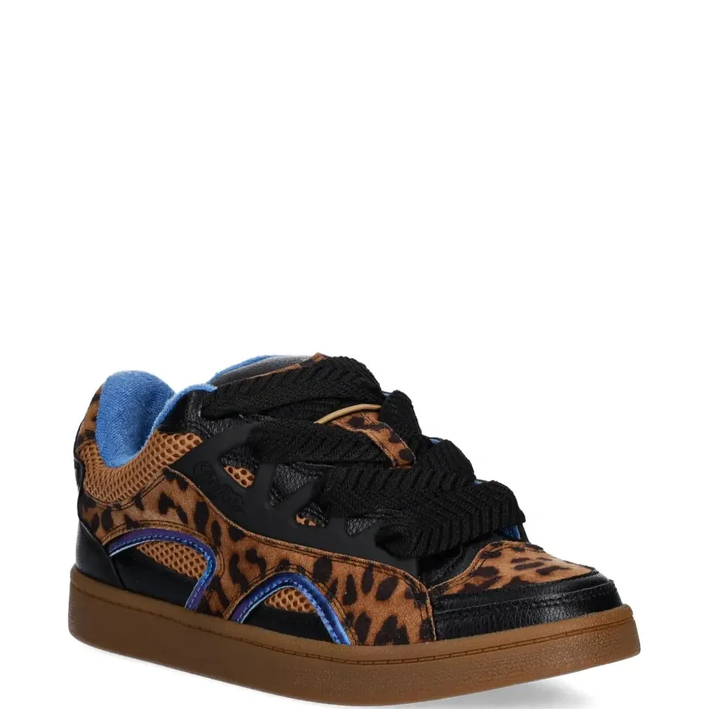 Кроссовки на шнуровке с леопардовым принтом