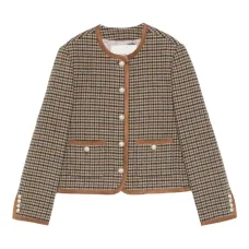 Жакет в гусиную лапку с жемчужными пуговицами