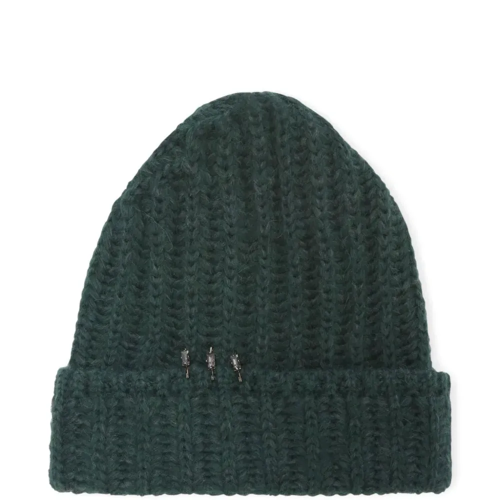 Шапка-бини в рубчик с украшением из страз