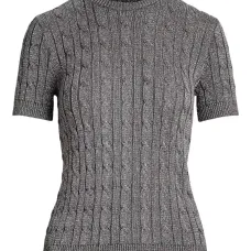 Короткий свитер с косами и короткими рукавами