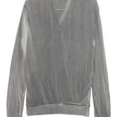 Свитер с V-образным вырезом и рубчатой отделкой