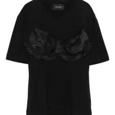 Футболка с оборками и атласными вставками