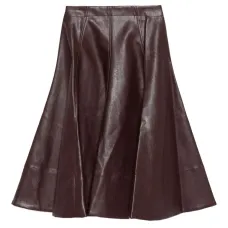 Плиссированная юбка миди из кожи