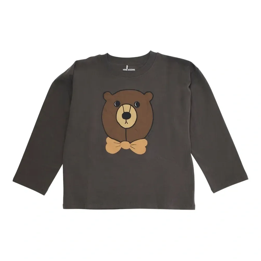 Футболка с длинными рукавами и бантом-медвежонком