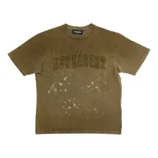 Футболка с принтом-логотипом и эффектом капель краски