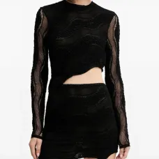 Кружевная футболка асимметричного кроя