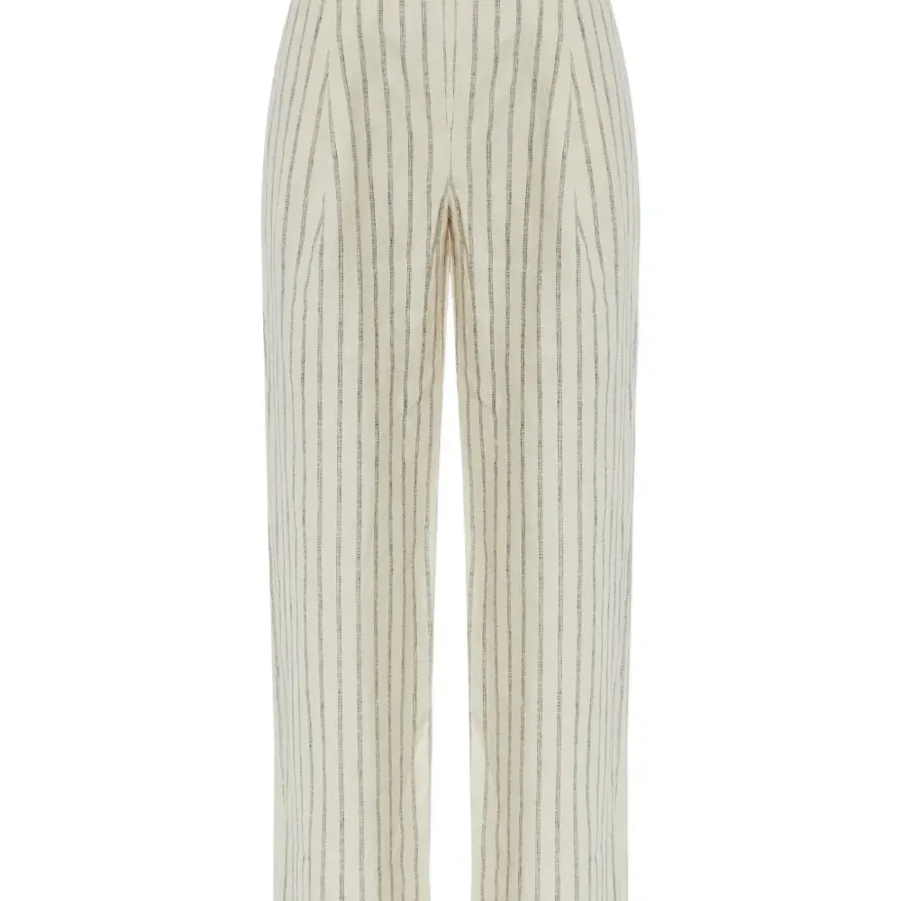 Брюки в полоску со складками