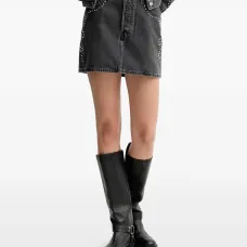 Мини-юбка А-силуэта с заклёпками