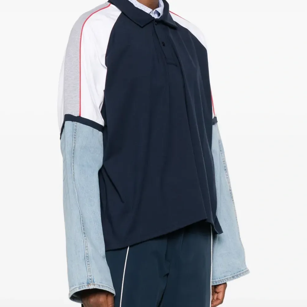 Рубашка поло Top со вставками из денима