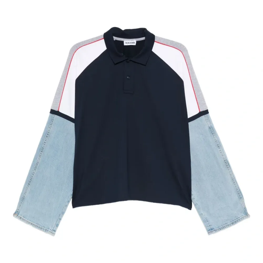 Рубашка поло Top со вставками из денима