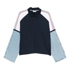 Рубашка поло Top со вставками из денима