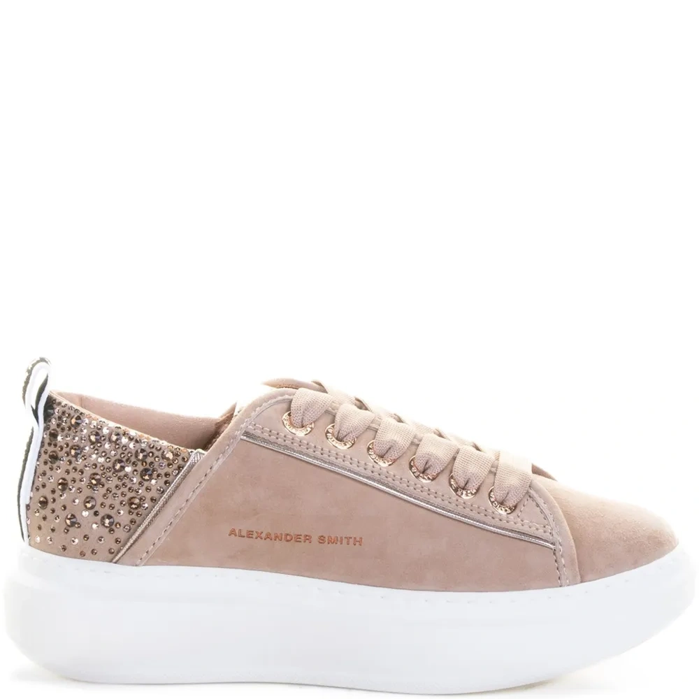 Кроссовки Wembley 40 на платформе со стразами