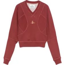 Вязаный свитер с V-образным вырезом и вышивкой в виде орбита