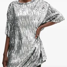 Мини-платье-футболка Lulù, украшенное пайетками Мини-платье-футболка Lulù, украшенное пайетками