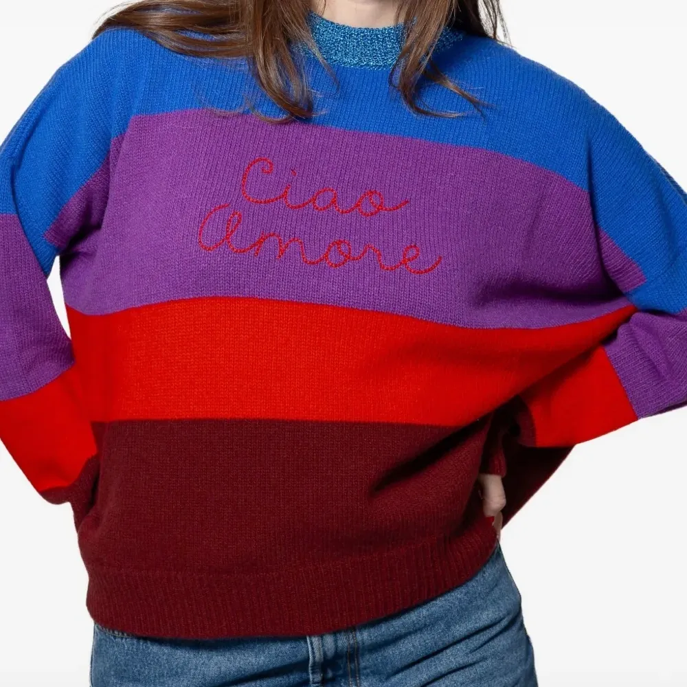 Полосатый свитер с вышитым логотипом