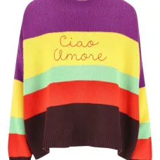 Полосатый вышитый свитер