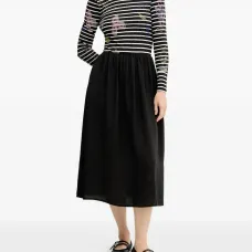 Миди-платье с полосатым цветочным принтом