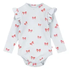 Боди с рюшами и принтом в виде бантиков